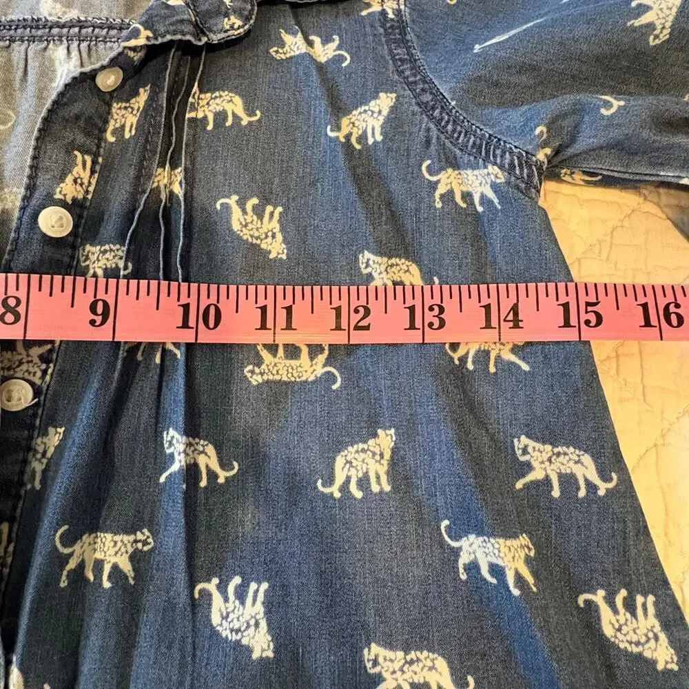 GYMBOREE Girls Denim Cheetah Chambray Tunic Sz 10 Streetwear Summer Casual Kooky